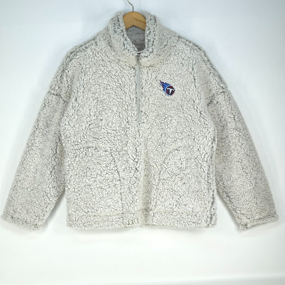 NFL Tennessee Titans Quarter Zip Sherpa Pullover Womens Large Fleece Athleisure